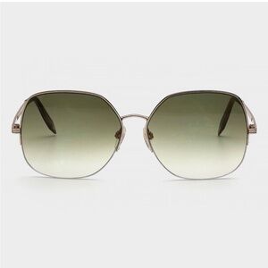 Victoria Beckham Hammered Oversized Square Metal Sunglasses